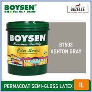 Boysen Color Series Permacoat Semi-Gloss Latex Paint Ashton Gray B7503- 1 Liter ◹ ✗