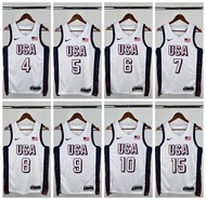 2024 美國隊 Paris Olympics   away jersey #4#5#6#7#8#9#10#15 #4 Curry #5 Edwards #6 James #7Durant #8Leo