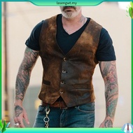 Autumn  Men's V-neck Brushed Leopard Vest Rock Heavy Metal Wild Vest