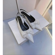 [66CG52] Giày bệt mũi nhọn phối nơ to hở gót 3 màu cao cấp.