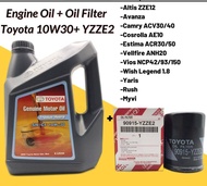 TOYOTA ENGINE OIL PREMIUM MINERAL 10W30 4L + TOYOTA OIL FILTER YZZE1 / YZZE2