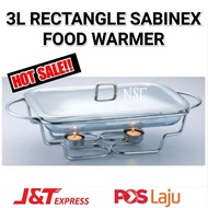 ! 3 LITRE RECTANGLE SABINEX FOOD WARMER / BUFFET SET KACA PETAK WITH RACK / BUFFET FOOD TRAY SET