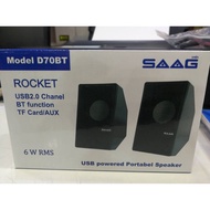 SAAG ลำโพงคอม speaker BLUETOOTH+AUX บูทูท rocket รุ่น D70BT