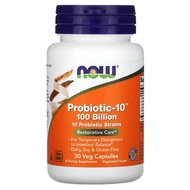 NOW Foods Probiotic-10 Restorative Care 100 Billion 10 Probiotic Strains 30 Veg Capsules