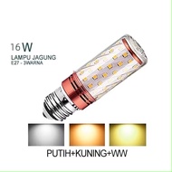 Lampu Led Bohlam 12W 16W Jagung 3 warna Putih kuning Natural Biru Ungu E27 E14 220V Hias Candle
