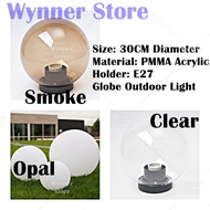 [30cm 12-inch] Outdoor Globe Light Lampu Pagar Gate Light Pole Opal Weather Proof Pillar Light Garde
