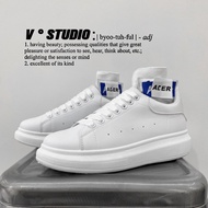 35-44รองเท้าลำลองแพลตฟอร์ม Low Top Lace-Up Mqueen รองเท้าผ้าใบสีขาวเล็กๆน้อยๆ