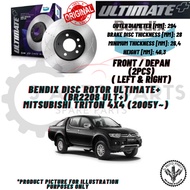 MITSUBISHI TRITON 4X4 / KL1 4WD 2.4 / PAJERO SPORT (FRONT 2PCS )  100% BENDIX DISC ROTOR ULTIMATE+