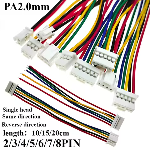 5pcs/lot PA2.0mm Single Double End with Buckle Connection Wire 10/15/20CM PA2.0 Reverse/Same Directi