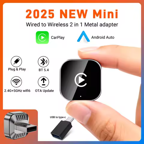 2-in-1 Wireless CarPlay & Android Auto Adapter 2026 Upgrade Plug & Play USB Dongle, Auto-Connect, Du