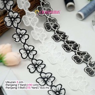 Charisma Organza Embroidered Lace FR S413 - Jasmine Floral Lace 3cm Wide/ Price Per Yard (90cm)