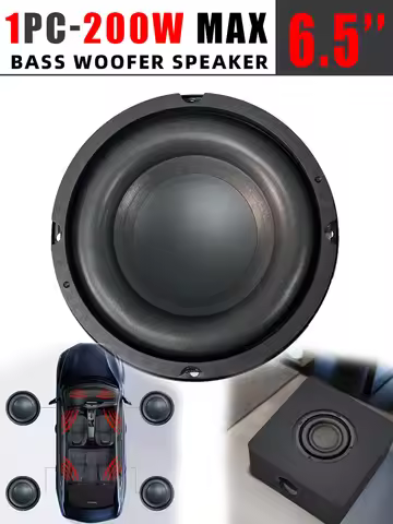 1pc 6.5" Car Subwoofer 200W Audio Speaker 4 Ohm Car Component Stereo Modification for Car & Home The