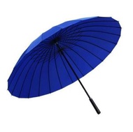 全城熱賣 - 純色24骨強抗風直桿雨傘（寶藍-皮柄款）