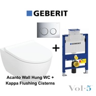 GEBERIT Acanto Wall Hung WC, washdown with Kappa Flushing Cisterns