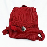 Tas Ransel Rajut Polos Mini Backpack Merah Maroon