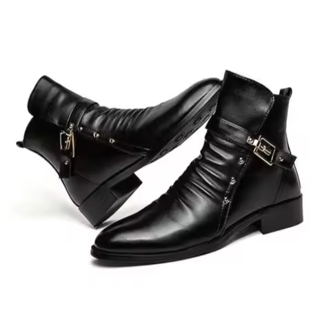 Man Shoes Waterproof Fashion Boots for Men Leather Black Retro New Vintage Sale Low Price In Promoti