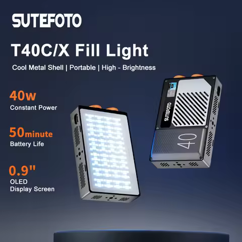 Sutefoto T40X/T40C Video Light 2800K-10000K±200K 14000Lux Cooling Fan 5000mAh 37Wh Fill Light for Vl