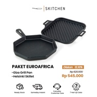 Skitchen Cast Iron EuroAfrica Bundle /Giza Grill Pan/Helsinki Skillet/Panci Cast Iron/Grill Pan