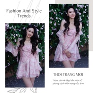 Pink Patterned Off Shoulder Long Sleeve Flared Dress, Women's Streetwear Dress TH47