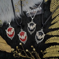 Red Black Bat Cameo Necklace | Halloween Gothic Grunge Punk