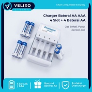 4-Slot Rechargeable Battery Charger AAA Smart ChargerAA - Battery Bundling Package 4-PieceAA
