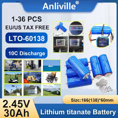 1-36PCS 2.45V 30Ah LTO Battery-DIY Ready for Energy Storage, RV,EV,Camping,Electric tool,Fast Charge