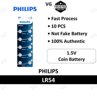 [100% ORIGINAL] PHILIPS LR54 AG10 V10GA 389 LR1130 SR1130W SR54 miniature coin cell battery 1.5V but