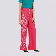 【蛋植物古著】蔓藤鬱金香刺繡高腰古著褲