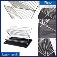 NEW Foldable Dish Drying Rack With Drip Tray, Stainless Steel 2 Tier Dish Drainer Rack, Collapsible Dish Drainer,