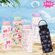 1000ml Thermos Bottle Bow Rosette tumbler tahan sejuk Flower Printed Water Bottle Portable Stainless