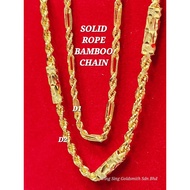 Wing Sing 916 Gold Solid Rope Bamboo Chain/Rantai Leher Pintal Buluh Padu Emas 916实心麻花竹节链