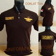 DARK BROWN SECURITY T-SHIRT WITH WINGS LOGO FULL EMBROIDERY - BROWN WINGS LOGO SECURITY COLLAR T-SHI