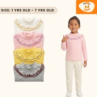 Girl Blouse 1-8Y Kids Girl Frill Neck Long Sleeve Tshirt Kemeja Kanak Baju Raya Lengan Panjang Budak