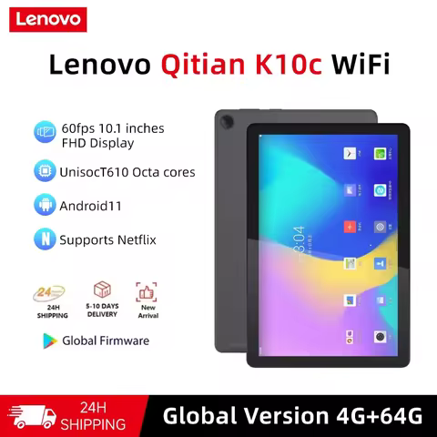 Original Lenovo Qitian K10c Global WIFI 10.1 inch 1920*1200 FHD Screen Tablet Android 11 4GB 64GB Su