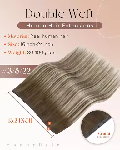 VeSunny Butterfly Hair Extensions Real Human Hair Balayage Genius Weft Hair Extensions Invisible Str