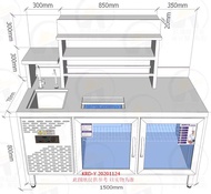 Refrigerator/Chiller Bar Counter with Chiller 1.8m/1.5m/single sink with blue light glass door water bar milk tea shop equipment kitchen refrigerator dual temperature freezer