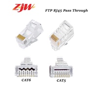 ZJW 100Pcs CAT5/CAT6 FTP RJ45 Pass Through RJ45 Connector Unshielded Cat5 Cat5e Cat6 Connector