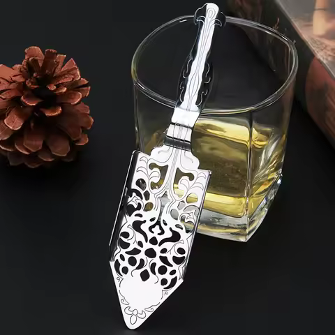 304 Stainless Steel Cocktail Bar Scoop Silvery Glass Cup Spoon Hollowed Out Portable Beautiful Exqui