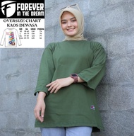 Atasan Wanita Dewasa Kekinian Kaos Oversize Panjang Lengan 7/8 Baju Muslimah Hijau Army