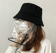 可拆式防護面罩 漁夫帽 遮陽帽 防疫帽 防飛沫 漁夫帽 可拆款 防護帽 護目款 防曬黑色 擋風帽 帽子 隔離 防唾液飛沫 護目 帽子