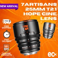 7Artisans Hope 25mm T2.1 S35 Cine Lens Super35/APS-C Cinema Prime 0.8 MOD Gears 260° Focus M77 Filte