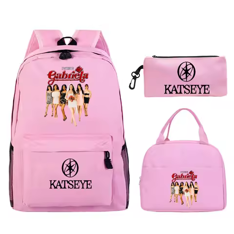 Katseye Printed Backpack For Girls Boys 3pcs Travel Rucksack High Capacity Students Shool Bags Set W