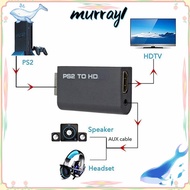 MURRAY Adapter, 480i/480p/576i Game to HDMI Converter, Durable 3.5mm Audio Output PS2 to HDMI HD Cab
