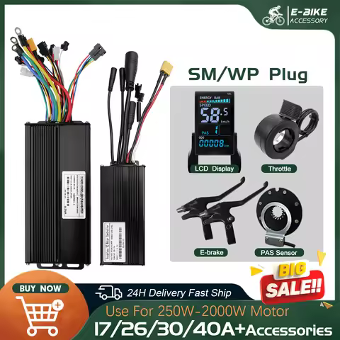 3 mode Ebike Sinewave Controller 17A 26A 30A 40A With M5 M9 Display For 250W-2000W Electric Bicycle