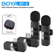 BOYA BY-V Professional Wireless Lavalier Mini Microphone For iPhone iPad Android Live Broadcast Gaming Recording Interview