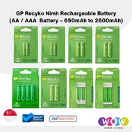 GP Recyko Nimh Rechargeable Battery AA / AAA Battery (650mAh to 2600mAh)