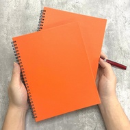 B5 PU Hard Cover Wire-O Notebook Orange Large Notebook Lined format Writing Notebooks student office