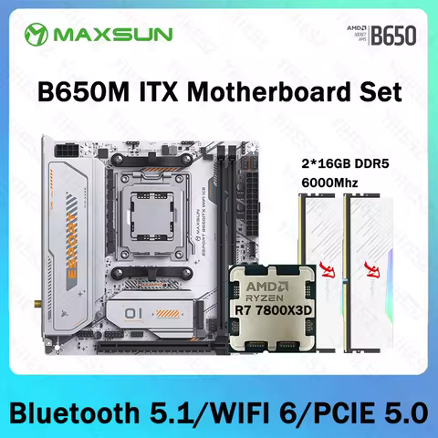 Maxsun B650M ESport Motherboard Set Ryzen 7 7800x3d 2*16GB 6000Mhz DDR5