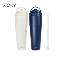 【WOKY 沃廚】 手提激凍輕芯鈦瓷易潔層保溫杯1000ml(2色可選)