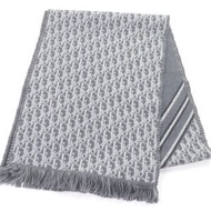 迪奧男士 (DIOR Homme) 18E0005A0479 100%羊毛斜紋流蘇圍巾/披肩，灰色，帶原裝盒，意大利​​製造，正品，男士款，成色極佳。